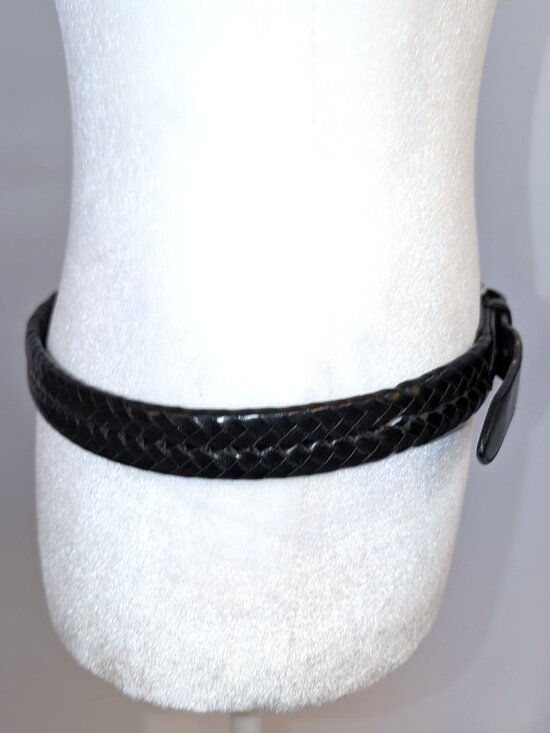 Coach | Unisex Black Braided Leather Belt with Silver Buckle | Size 32\